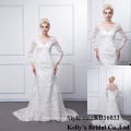 Chine usine robe de mariée faite à manches longues appliqué dentelle dames véritable robe de mariée xxxl taille